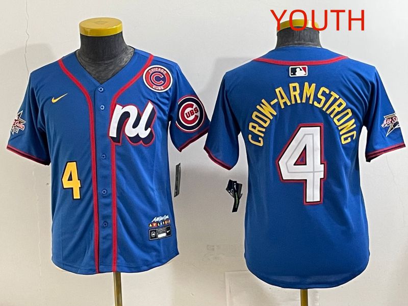 Youth 2025 Chicago Cubs #4 Crow-Armstrong Blue All star Nike MLB Jersey style 2->youth mlb jersey->Youth Jersey